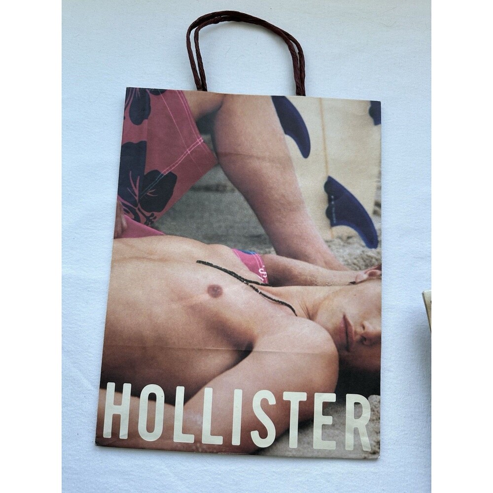 Vintage *Hollister* Paper Shopping Bag - Male Model - 12"x9” Y2K 2000’s